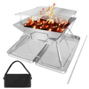RRP £33.67 Foldable Fire Pit Grill Portable Fire Pit