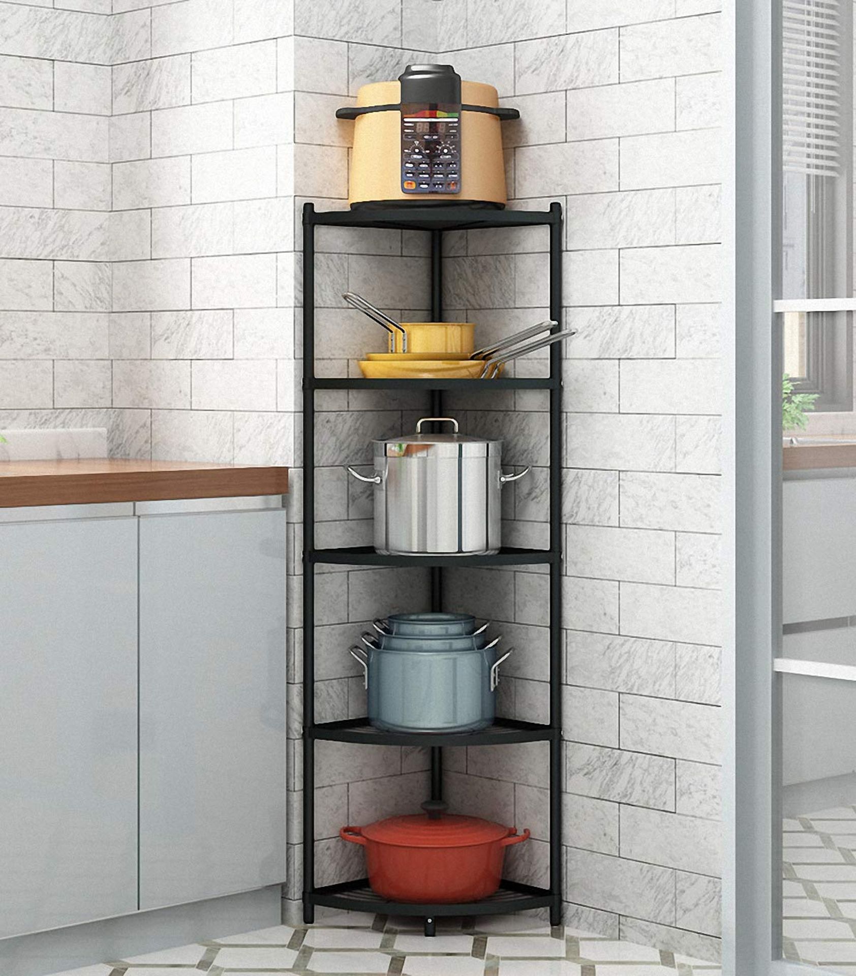 RRP £63.42 5-Tier Kitchen Corner Pot Rack