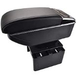 RRP £54.70 Universal Dual-Layer Black Leather Arm Rest Centre Console Storage Box Armrest