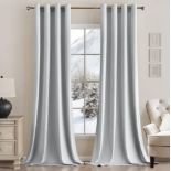 RRP £52.22 MIULEE Velvet Curtains Greyish White Elegant Eyelet