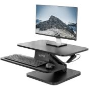 RRP £100.45 VIVO Black Height Adjustable 25 inch Standing Desk Converter
