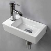 RRP £51.20 Wall Hung Basin Sink Small Cloakroom Basin Rectangle Ceramic Wash Basin