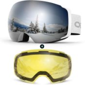 RRP £43.83 Odoland OTG Ski Goggles Set with Detachable Lens