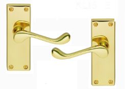RRP £22.26 Victorian Scroll Brass Door Handles: 2 Pairs of Quality Lever Handles
