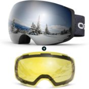 RRP £39.33 Odoland OTG Ski Goggles Set with Detachable Lens