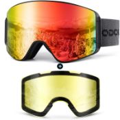 RRP £45.17 Odoland Ski Goggles Set with Detachable Magnetic Lens