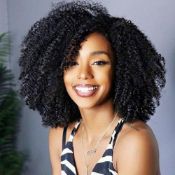 RRP £61.97 14 inch Wig Human Hair For Women 180% Density Afro