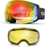 RRP £38.28 Odoland OTG Ski Goggles Set with Detachable Lens