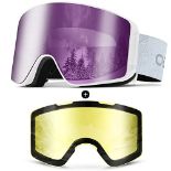 RRP £45.63 Odoland Ski Goggles Set with Detachable Magnetic Lens
