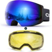 RRP £38.04 Odoland OTG Ski Goggles Set with Detachable Lens