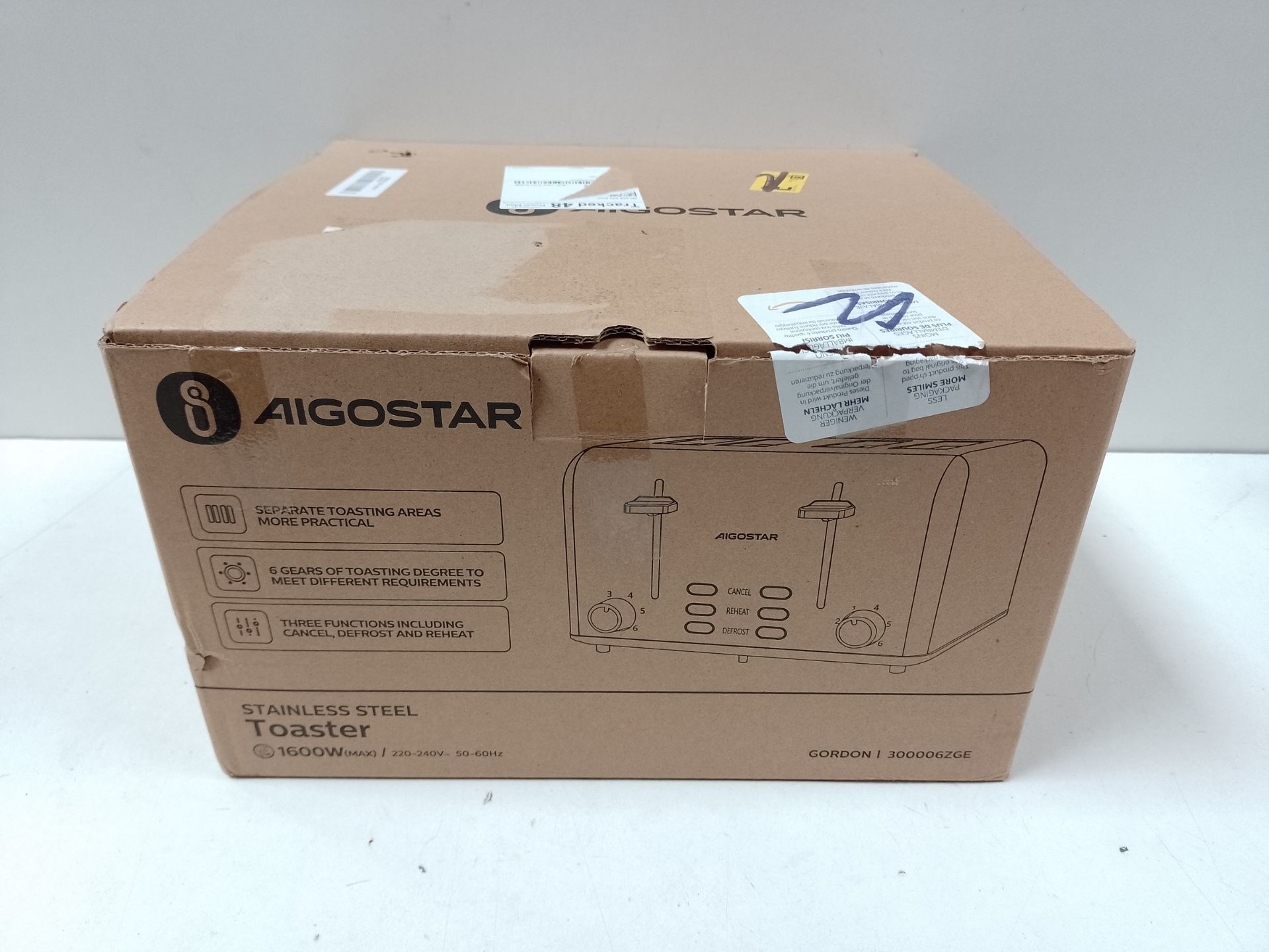 RRP £47.94 Aigostar Toaster 4 Slice Stainless Steel Toaster with - Image 2 of 2