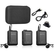 RRP £61.14 Movo WMX-1-DUO 2.4GHz Dual Wireless Lavalier Microphone