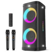 RRP £241.37 Bluetooth Karaoke Machine for Adults with 2 UHF Wireless Microphones Mic