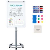 RRP £111.64 MAKELLO Flip Chart White Board Mobile Whiteboard with Stand