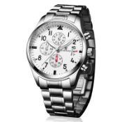 RRP £45.37 GUANHAO Silver Men's Watches Multifunction Stainless
