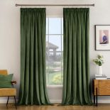 RRP £52.50 Woaboy Pencil Pleat Velvet Green Curtains W66 x L90