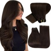 RRP £36.39 Hetto Brown Weft Hair Extensions Remy Human Hair Sew