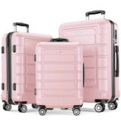 RRP £155.96 SHOWKOO Luggage Sets 3 Piece Hard Shell PC+ABS Expandable