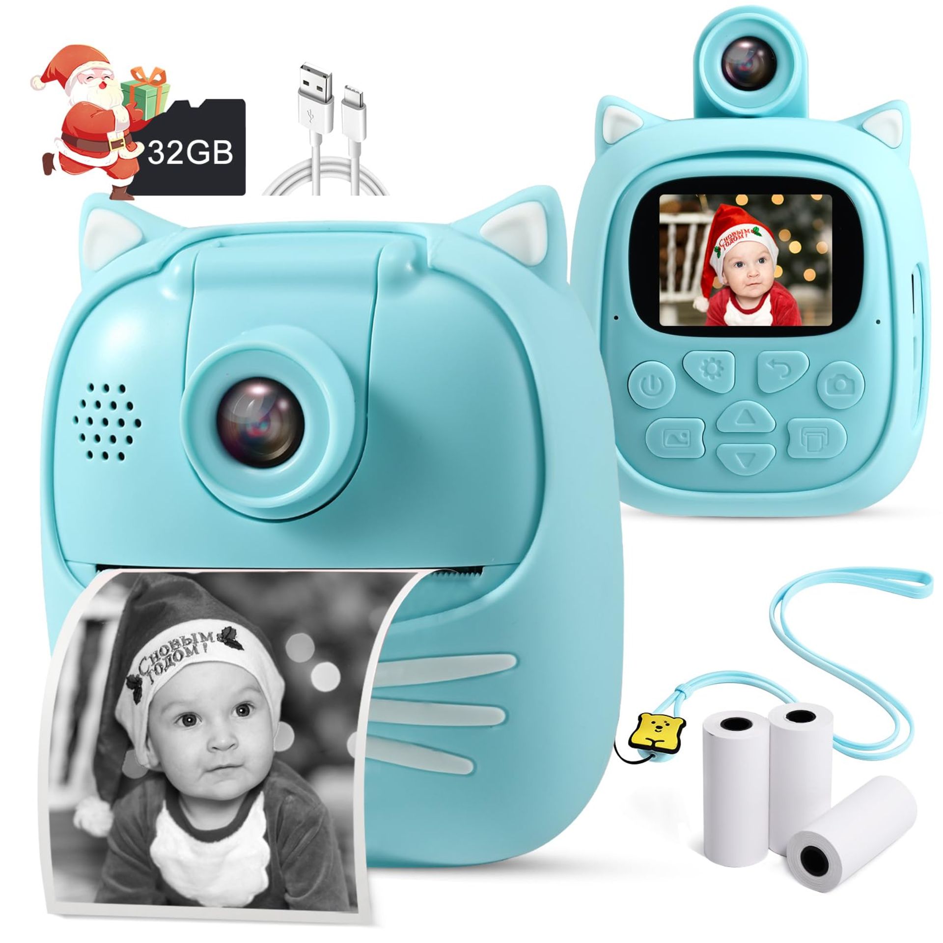 RRP £43.37 OFIKAL 50MP Kids Instant Camera with 3 Rolls Print Paper for Boys and Girls