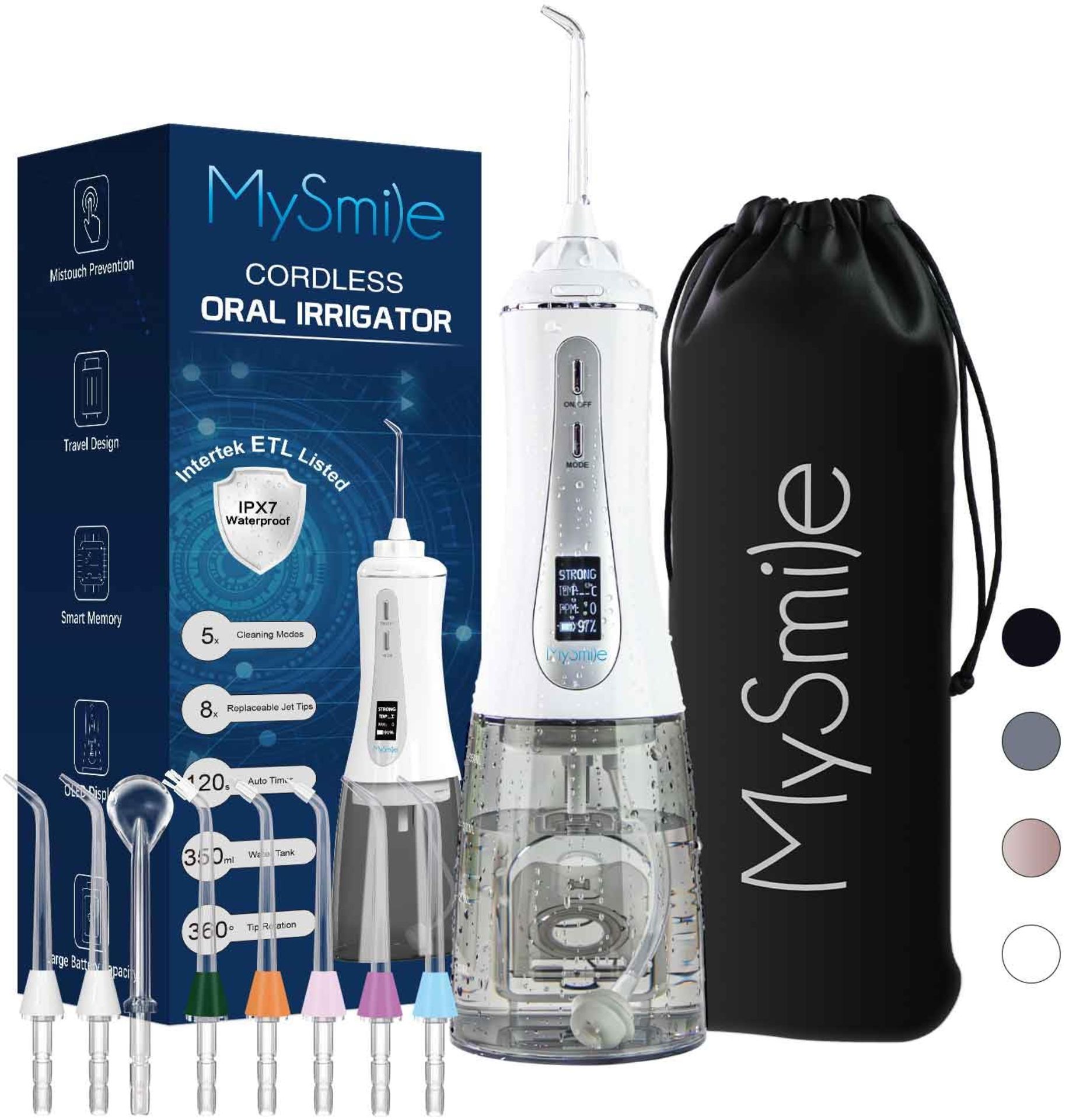 RRP £53.36 MySmile Powerful Cordless 350ML Water Flosser Portable