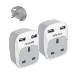 RRP £37.66 UK to India Plug Adapter 2 Pack