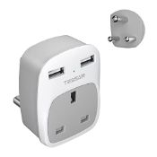 RRP £21.67 UK to India Plug Adapter with 2 USB