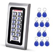 RRP £37.02 GXY RFID Waterproof Zinc Alloy Access Control Keypad +10pcs 125KHz Blue Keytags