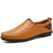 RRP £37.50 Shoes for Men No Laces Mens Leather Loafers Shoes Flat