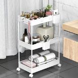 RRP £26.10 SPACEKEEPER Storage Trolley 3-Tier Rolling Utility