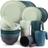 RRP £40.99 Greentainer Unbreakable Plastic Dinnerware Set