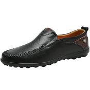 RRP £37.70 Shoes for Men No Laces Mens Leather Loafers Shoes Flat