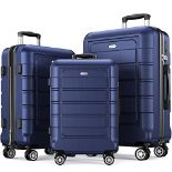 RRP £162.10 SHOWKOO Luggage Sets 3 Piece Hard Shell PC+ABS Expandable