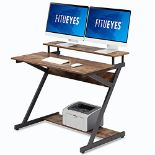 RRP £80.69 FITUEYES Computer Desk with Monitor Riser Wood Matchwood