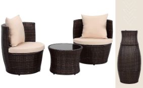 RRP £284.28 ECASA Stackable Rattan Garden Chairs and Bistro Table Set for Outdoor