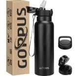 RRP £18.25 GOPPUS 750ml/24oz Insulated Water Bottles with Straw