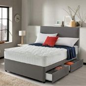 RRP £334.99 GHOST BEDS Lavish Grey Suede Divan Bed And Headboard