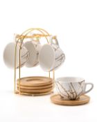 RRP £42.26 HOME DECOR Ceramic Cappuccino Cups Set of 4