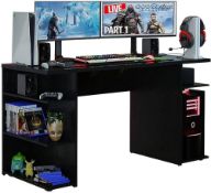 RRP £159.99 Madesa Gaming Computer Desk with 5 Shelves, Cable Management and Large Monitor Stand, Wo