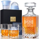 RRP £45.65 LIGHTEN LIFE Gifts for Dad Whiskey Decanter Set