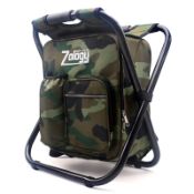 RRP £41.47 Zology Folding Camping Chair Stool Backpack with Cooler Insulated Picnic Bag