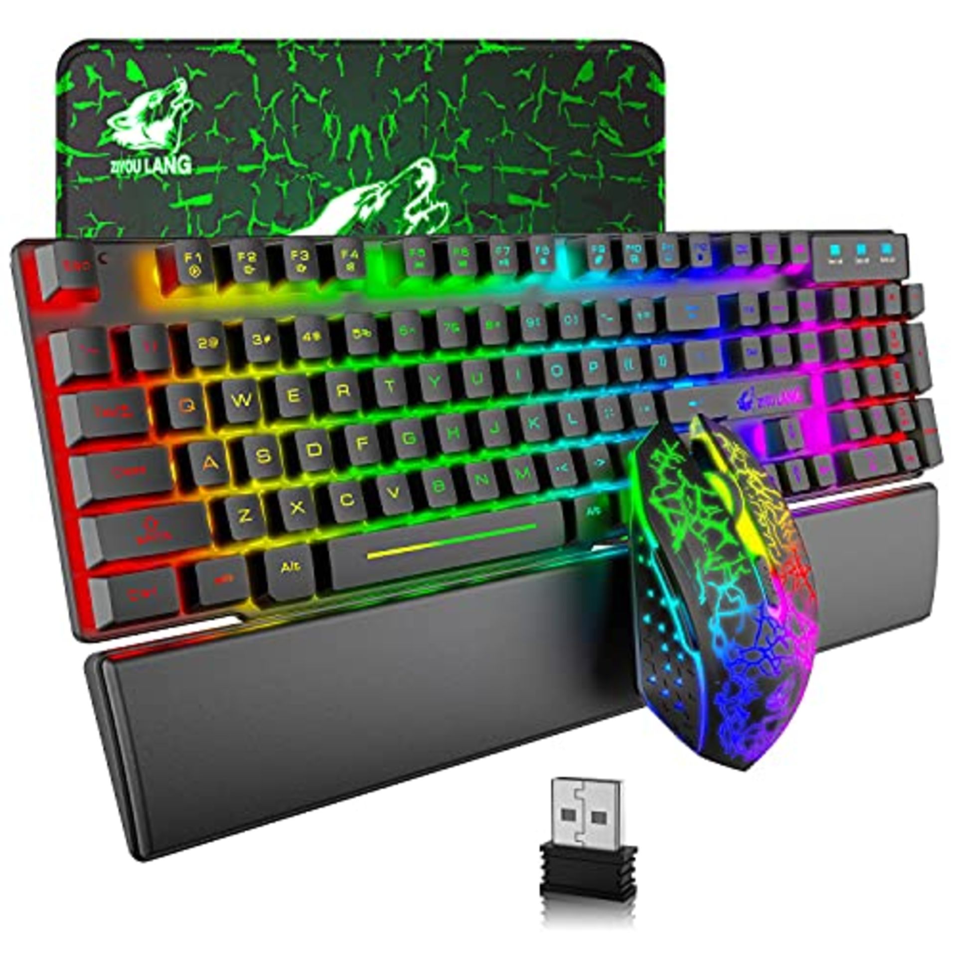 RRP £49.07 Wireless Keyboard Mouse Rainbow Backlit 2.4G Rechargeable