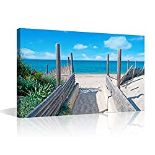 RRP £44.65 TISHIRON Beach Pathway Canvas Wall Art Seascape Painting