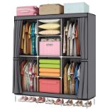 RRP £37.95 LOEFME Large Canvas Wardrobe Fabric Wardrobe Storage