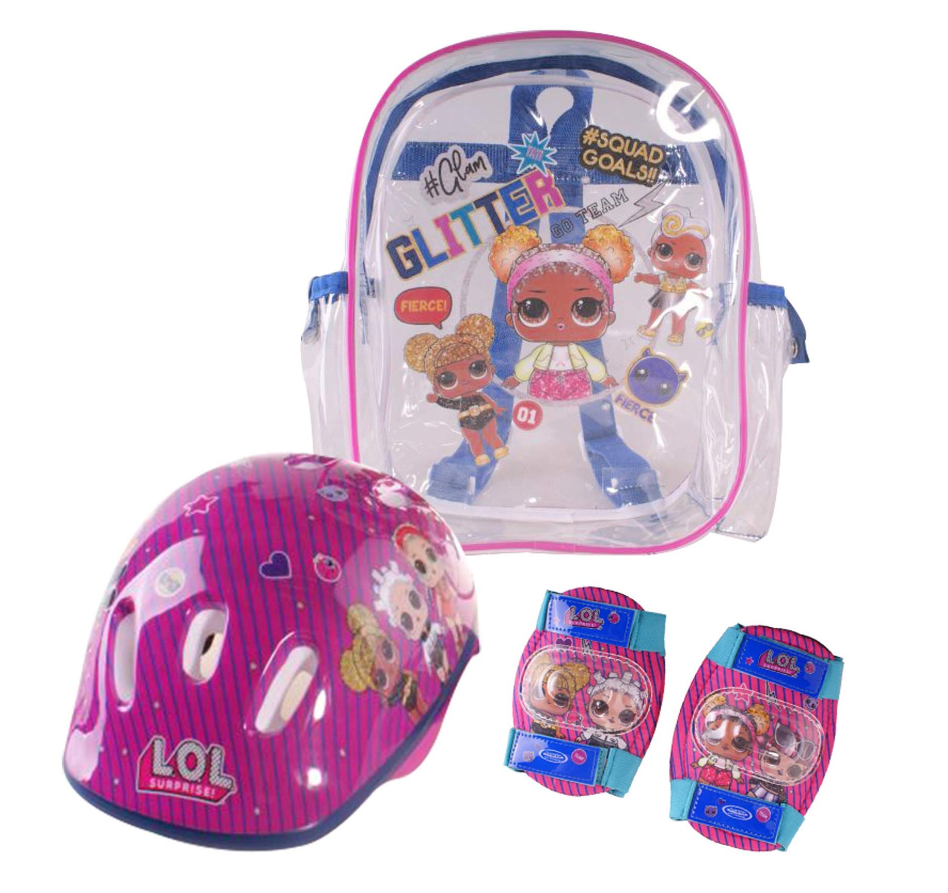 RRP £34.24 LOL SURPRISE Unisex-Youth Backpack + Helmet + Outdoor Protection Set