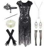 RRP £66.99 FUNDAISY Women 1920s Vintage Flapper Fringe Beaded Great Gatsby Party Dress