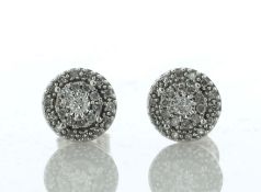 14ct White Gold Round Cluster Diamond Stud Earring 0.25 Carats - Valued By IDI £1,720.00 - One