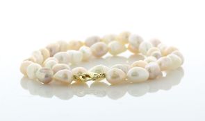 18 Inch Freshwater Baroque Shaped Cultured 8.0 - 8.5mm Pearl Necklace With Gold Plated Clasp -