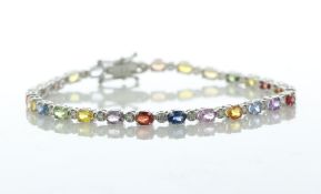 18ct White Gold Diamond And Coloured Sapphire Bracelet (S6.02) 0.38 Carats - Valued By IDI £10,295.