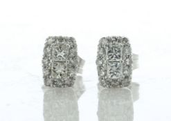 9ct White Gold Fancy Cluster Diamond Stud Earring 0.40 Carats - Valued By IDI £1,980.00 - Two