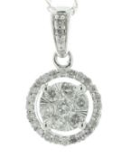 9ct White Gold Round Cluster Diamond Pendant 0.25 Carats - Valued By IDI £1,480.00 - A round cluster